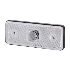 Lampa obrysowa prostokątna z odblaskiem biała z podkładką gumową z rantem LO177