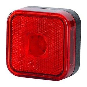 Lampa obrysowa kwadratowa z odblaskiem czerwona żarówkowa LO095