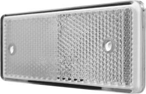 Odblask prostokątny z otworami na śruby biały trwały