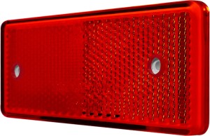 Odblask prostokątny z otworami na śruby czerwony trwały