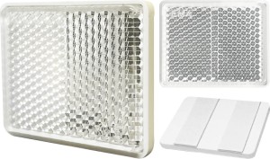 Odblask ozdobny biały kwadratowy z taśmą samoprzylepny przedni 