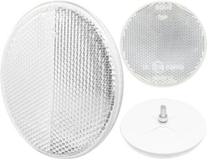 Odblask ozdobny okrągły biały z śrubą zestaw 4 szt zestaw przednie