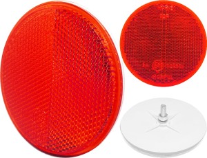 Odblask ozdobny okrągły czerwony z śrubą zestaw 4 szt tylne