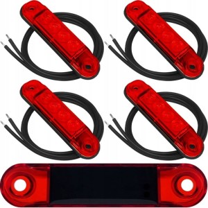Lampa obrysowa obrysówka typu slim czerwona led LD2329 4szt