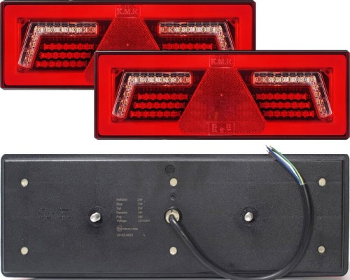L1859/60/KOMPLET Komplet lamp zespolonych tylnych 12/24V led z trójkątem