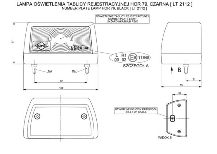 Lampka oświetlenia tablicy rejestracyjnej Horpol LT2112