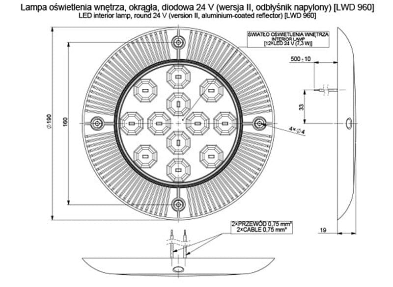 Lampa oświetlenia wnętrza LED okrągła Horpol LWD960