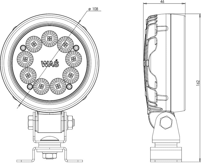 Lampa robocza LED światło rozproszone halogen WAS1216